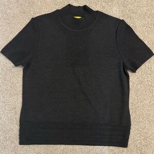 St. John Women’s Short Sleeve Wool Mock Neck Sweater Size S Charcoal Gray